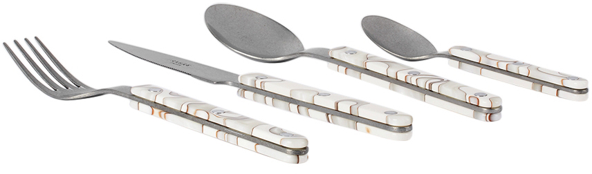 Sabre Off-white Bistrot Vintage Flatware Set, 24 Pcs In Dune Ivory