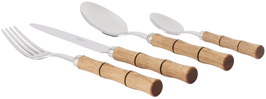 Sabre Bamboo Flatware Set, 4 Pcs In Light Bamboo