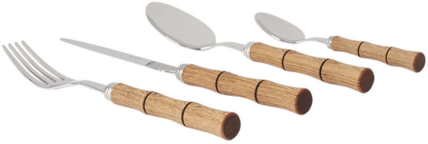 Sabre Tan Bamboo Flatware Set, 24 Pcs In Light Bamboo