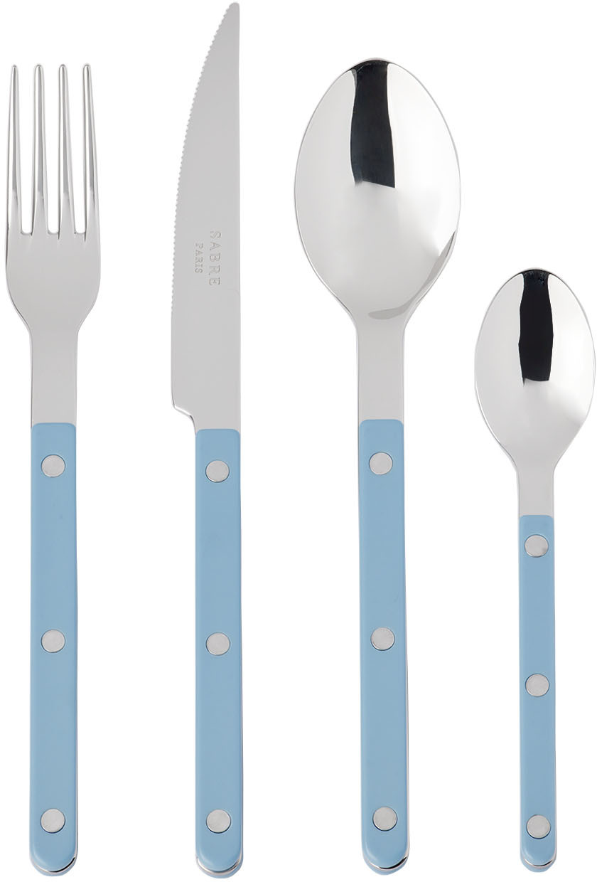 Sabre Blue Shiny Cutlery Set In Pastel Blue