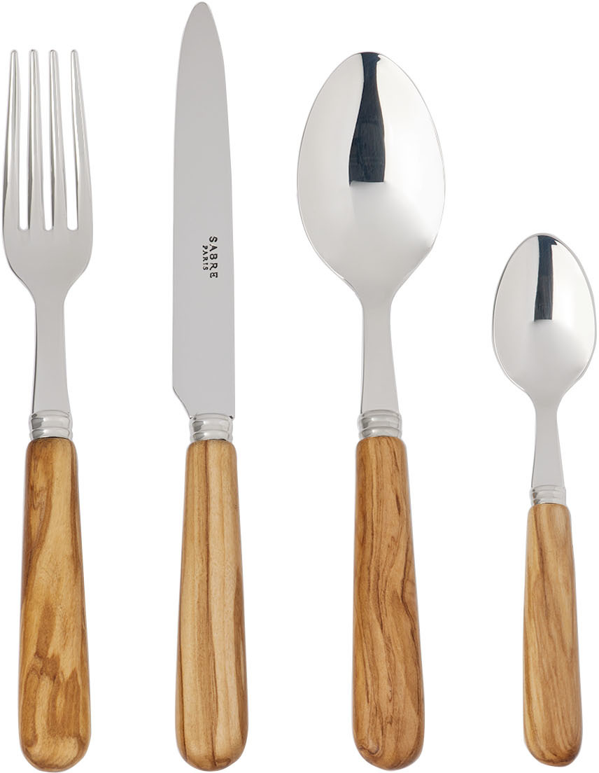 Sabre Brown Lavandou 24-piece Cutlery Set In Olive Wood