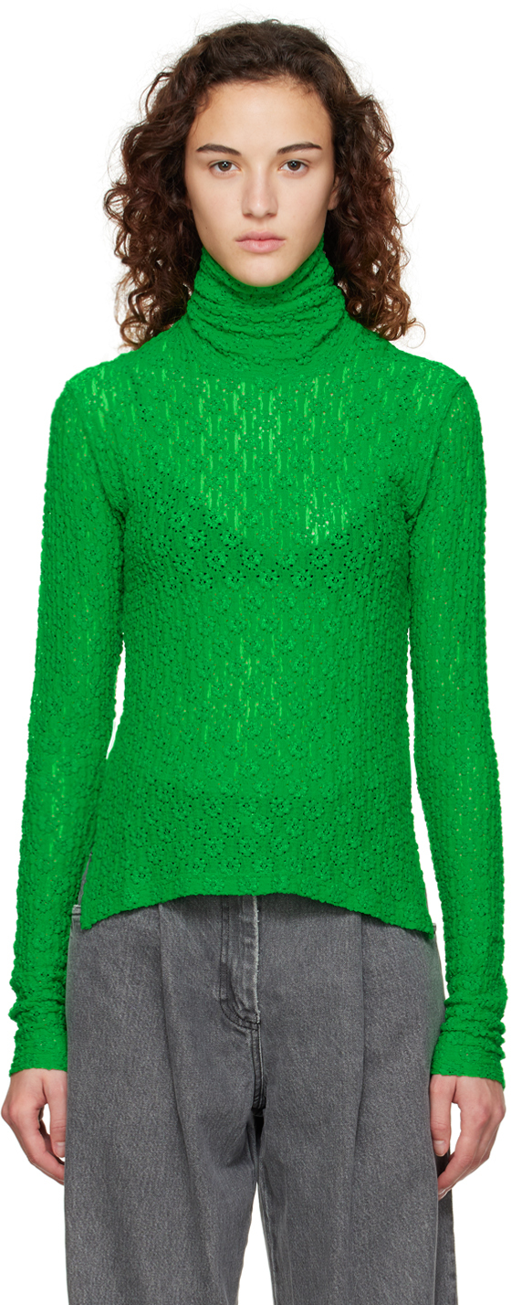 Green Floral Turtleneck SSENSE Women Clothing Sweaters Turtlenecks 