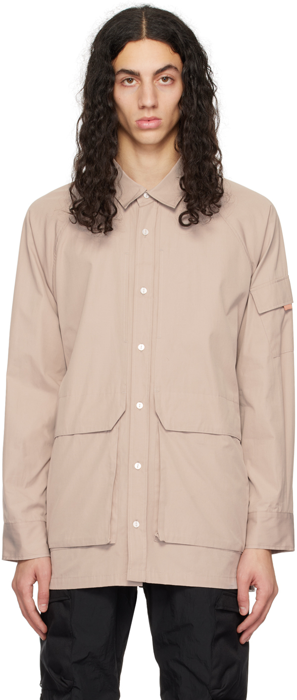 Tan Trinity Cloth Overlap Shirt by meanswhile on Sale