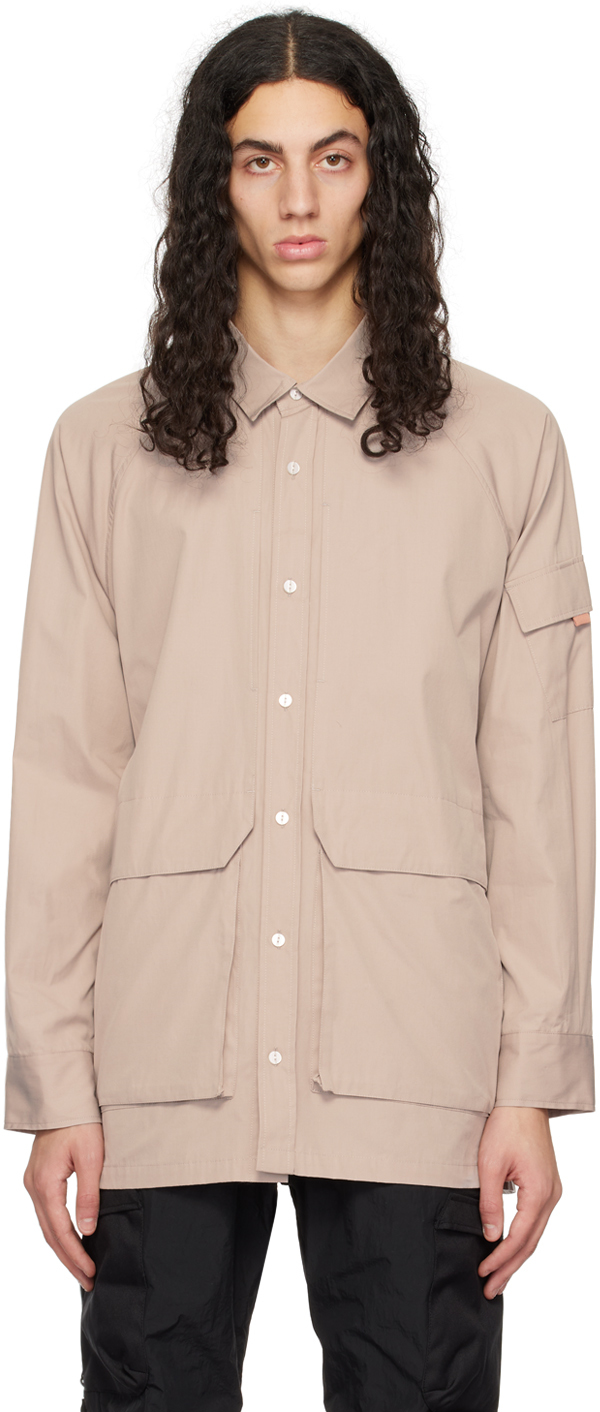 Meanswhile Tan Trinity Cloth Overlap Shirt In Pink Beige
