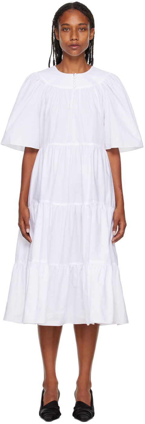 Shop Rosetta Getty White Ruffle Maxi Dress