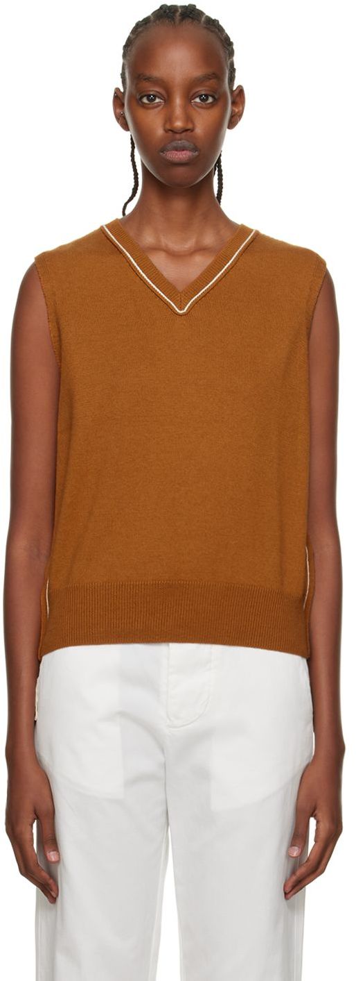 Orange V-Neck Sweater Vest