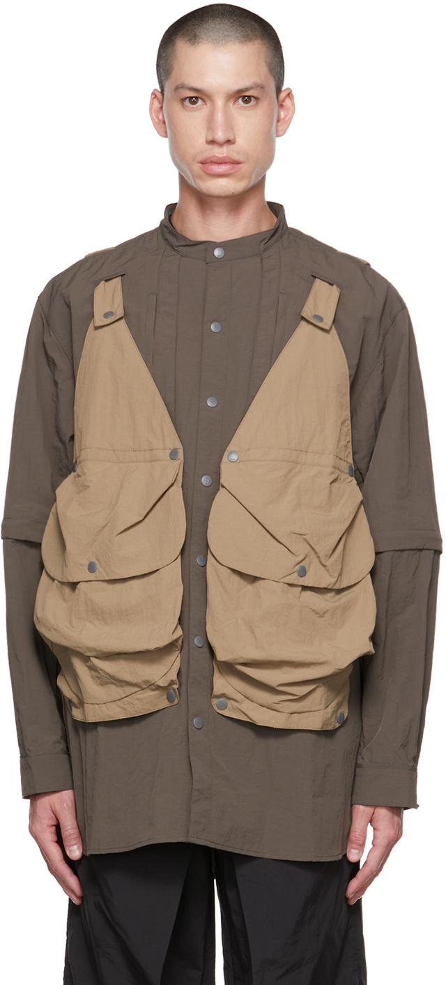 Taupe & Beige Vest Shirt 1.0 Jacket SSENSE Men Clothing Jackets Gilets 