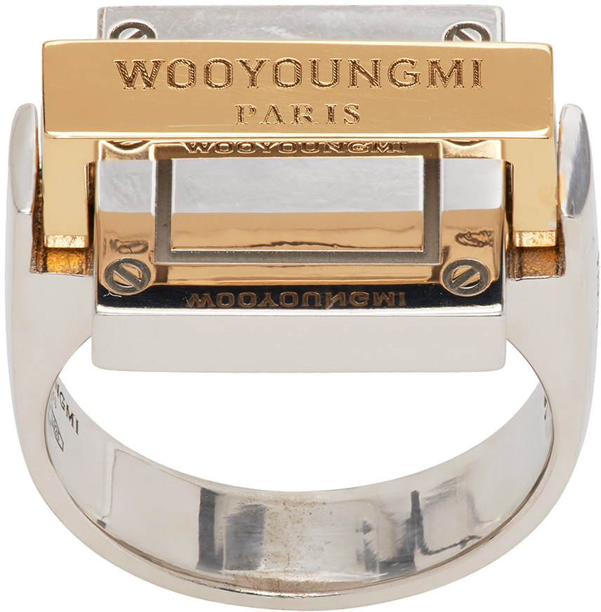 Wooyoungmi Silver & Gold Regent Tilt Ring In Multi 003t