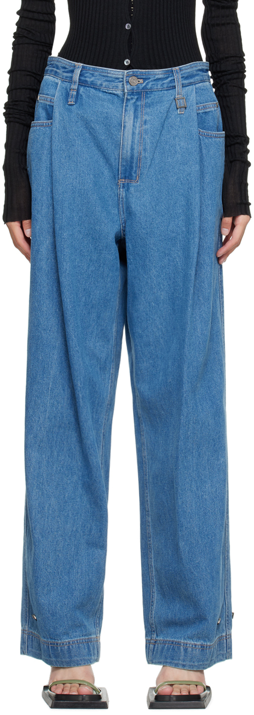 Wooyoungmi Blue Pintuck Jeans