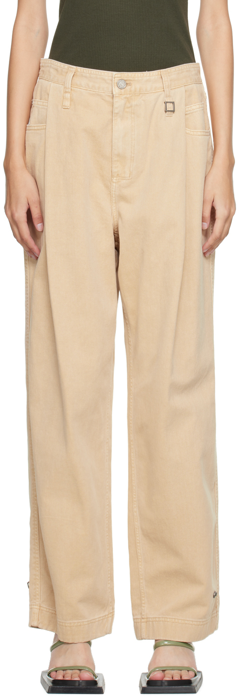 Wooyoungmi Beige Pintuck Trousers