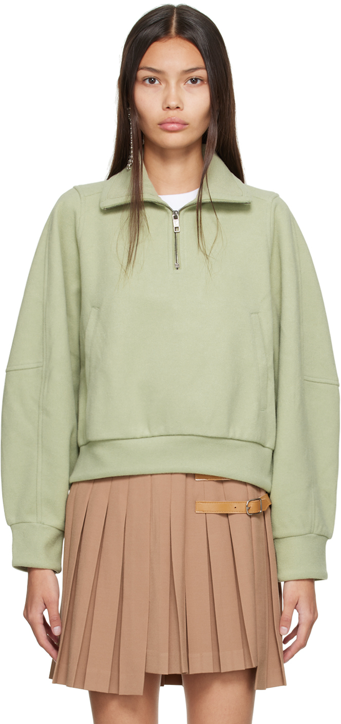 Wooyoungmi Green Half-Zip Sweatshirt