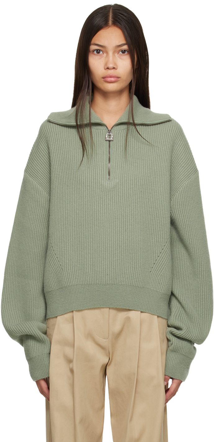 Wooyoungmi Green Half-Zip Sweater