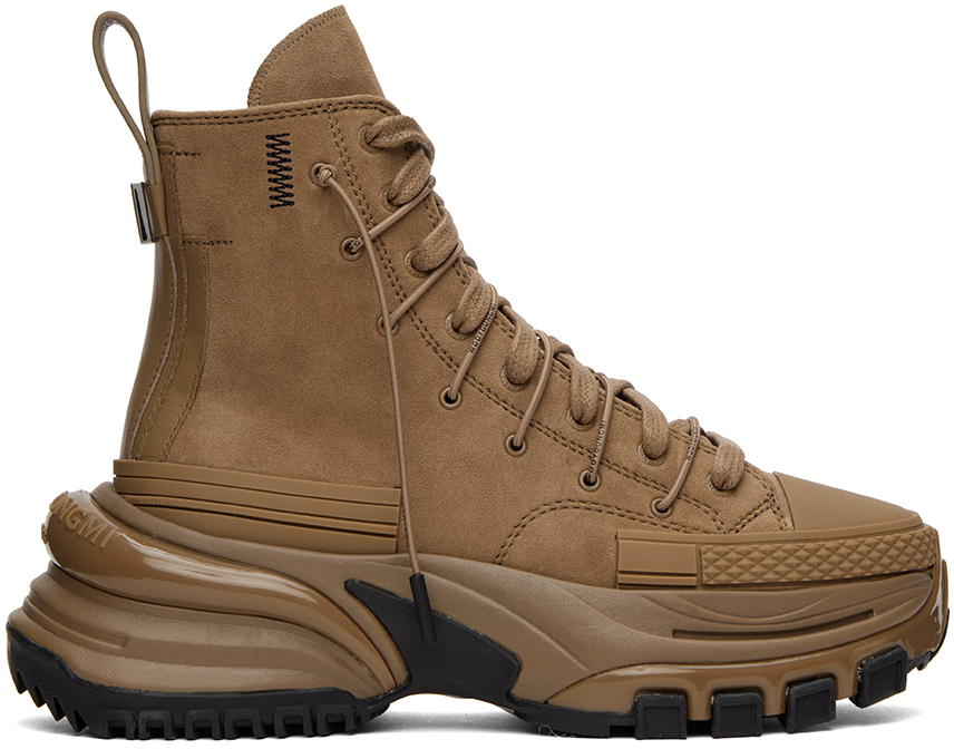 Brown Double Lace Sneakers by WOOYOUNGMI on Sale