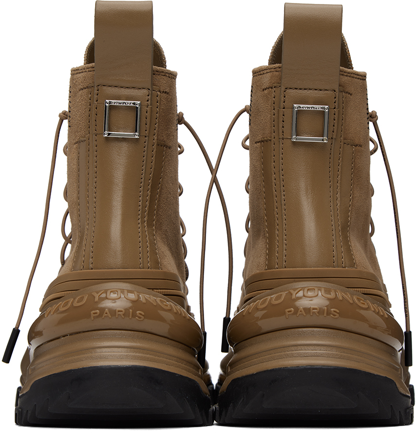 WOOYOUNGMI BROWN DOUBLE LACE SNEAKERS