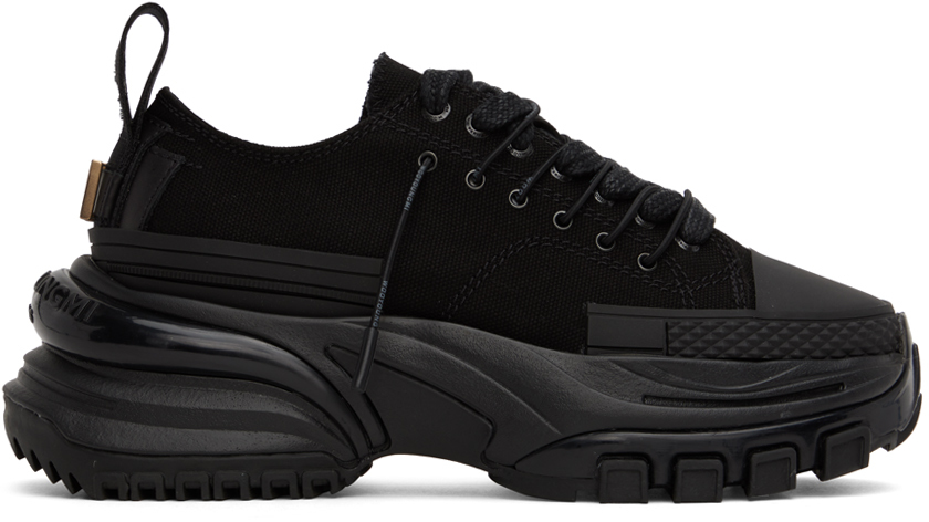 Wooyoungmi: Black Double Lace Low-Top Sneakers | SSENSE