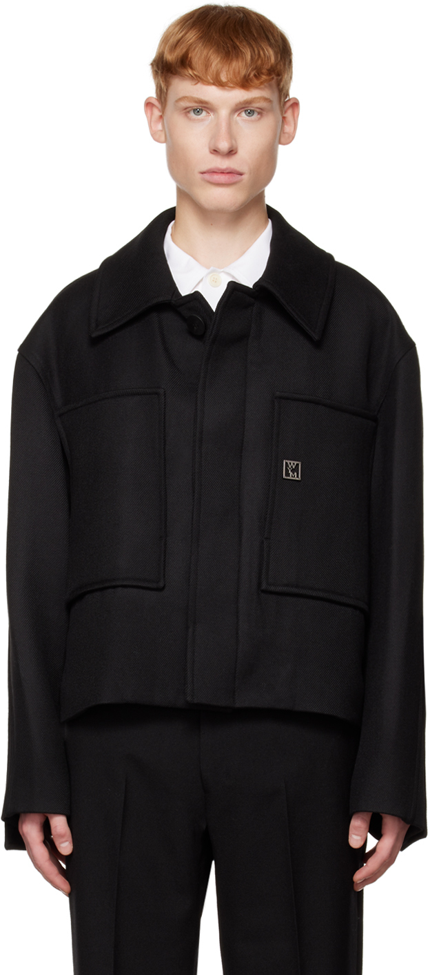 Black Cropped Jacket by Wooyoungmi on Sale