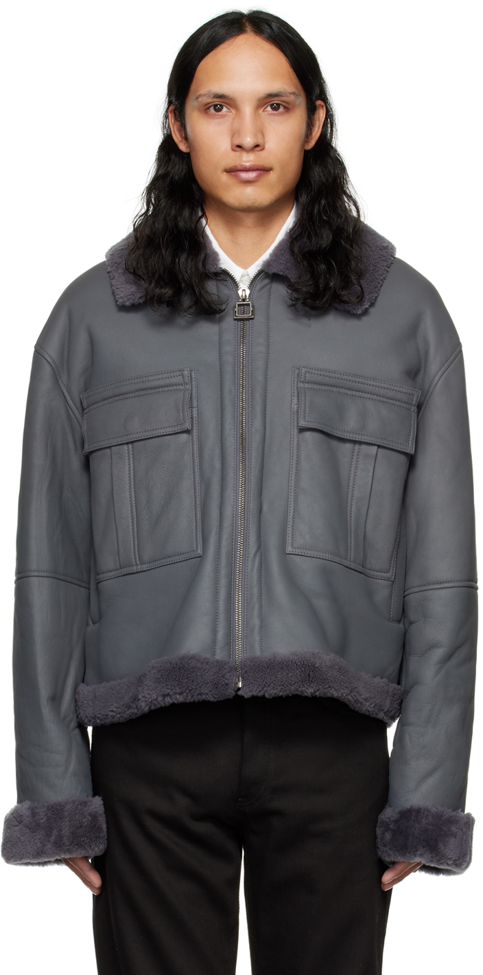 Wooyoungmi Gray Zip Shearling Jacket