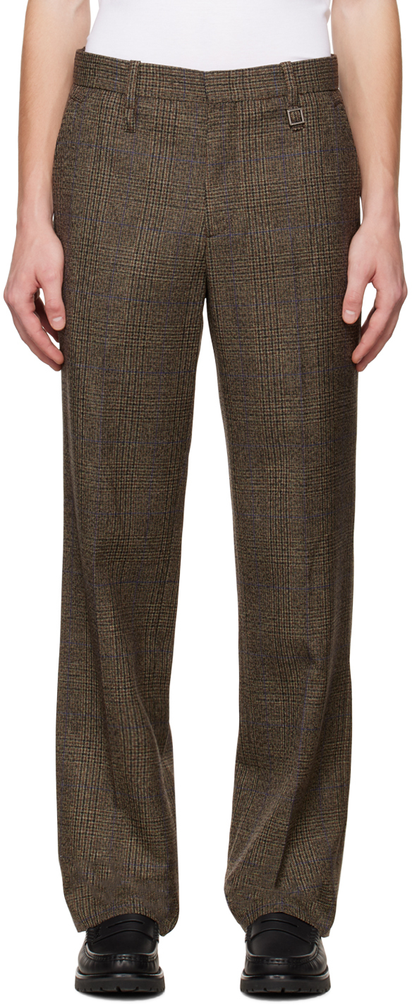 Wooyoungmi: Brown Check Trousers | SSENSE UK