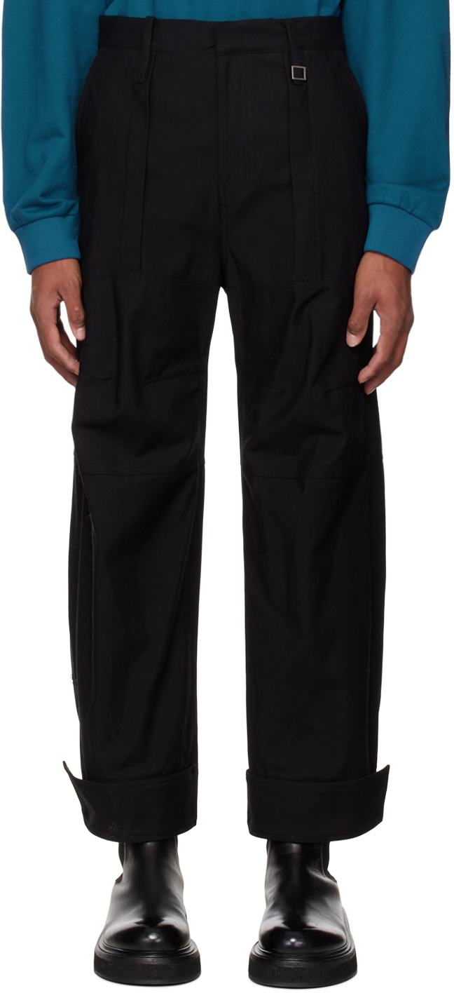 Black Wide Trousers by Wooyoungmi on Sale