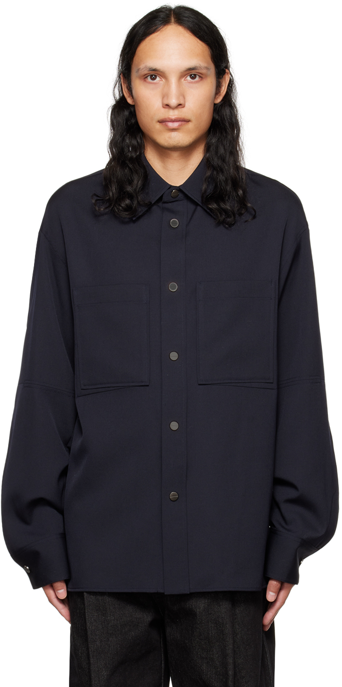 Navy Snap Shirt by Wooyoungmi on Sale