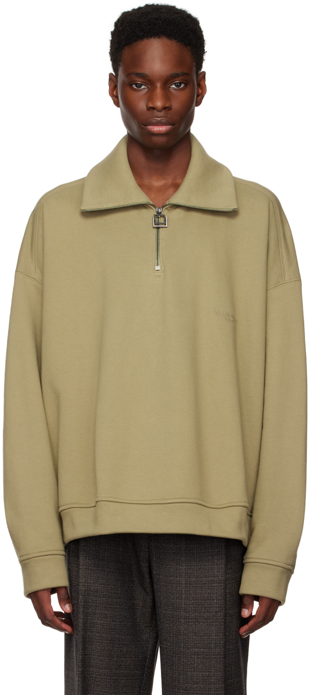 Khaki Half-Zip Sweatshirt