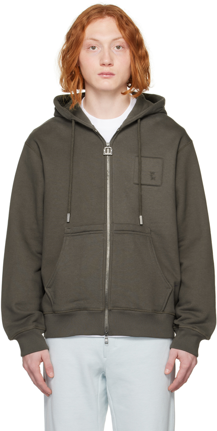 Wooyoungmi: Khaki Padded Zip Hoodie | SSENSE