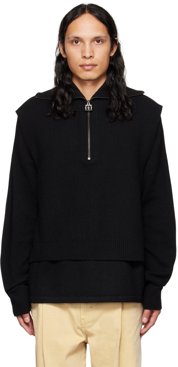 Black Layered Sweater by Wooyoungmi on Sale