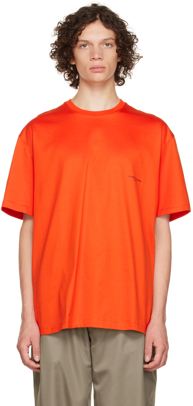 Wooyoungmi Orange Leather Patch T-Shirt