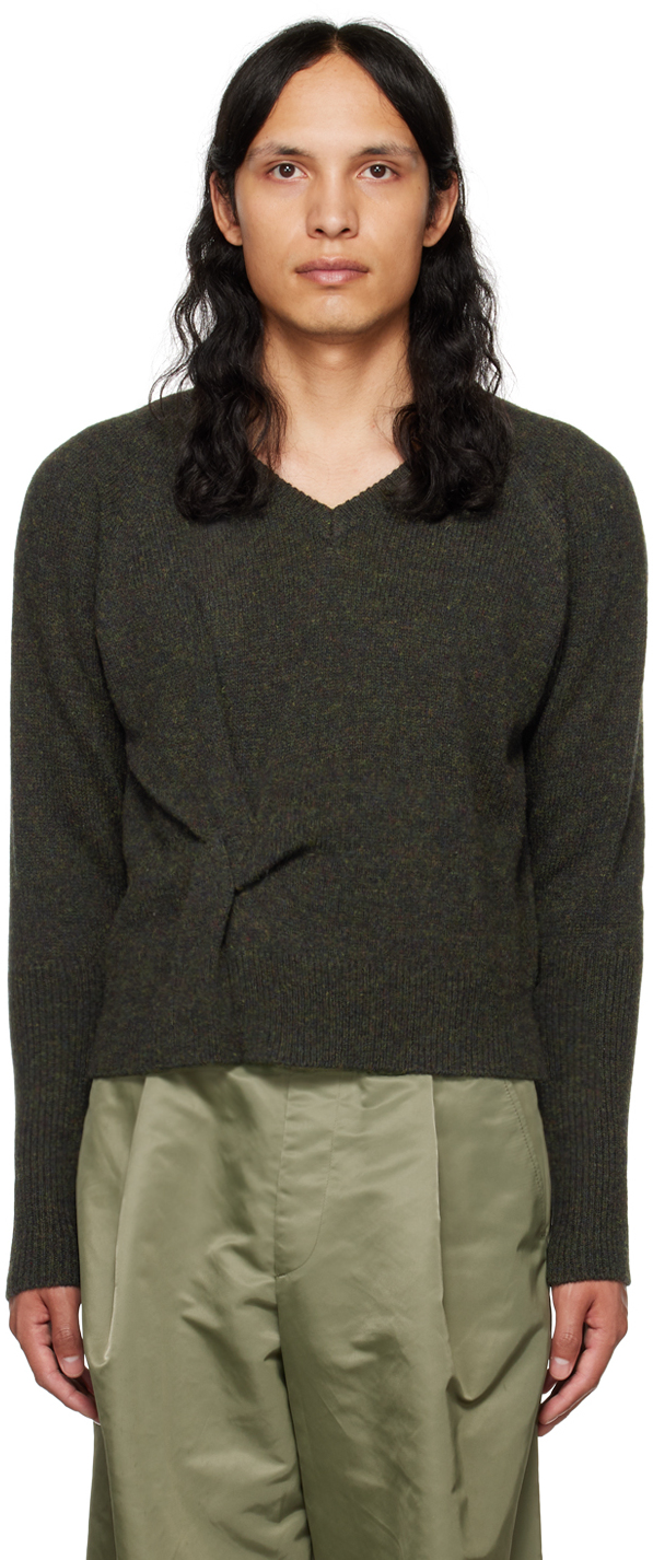 Green Cropped Origami Sweater