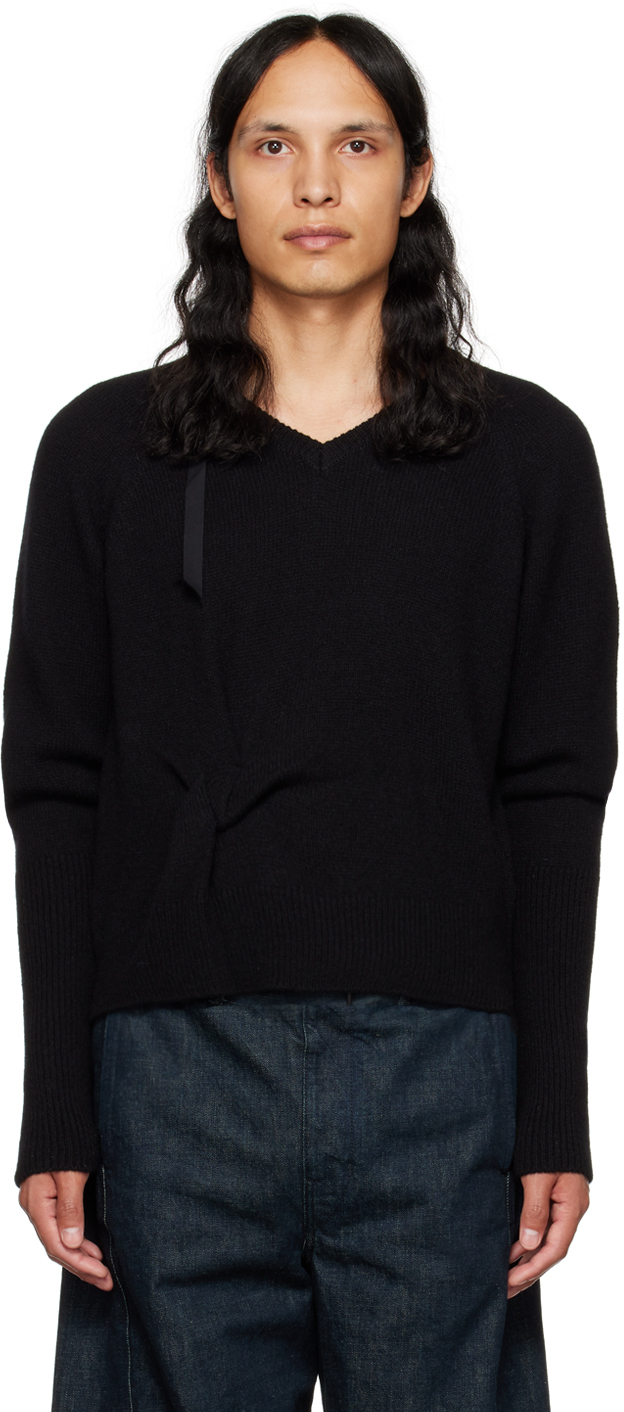 SSENSE Exclusive Black Cropped Origami Sweater