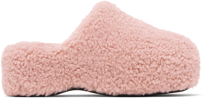 SIMONMILLER Pink Faux-Shearling Bubble Clogs