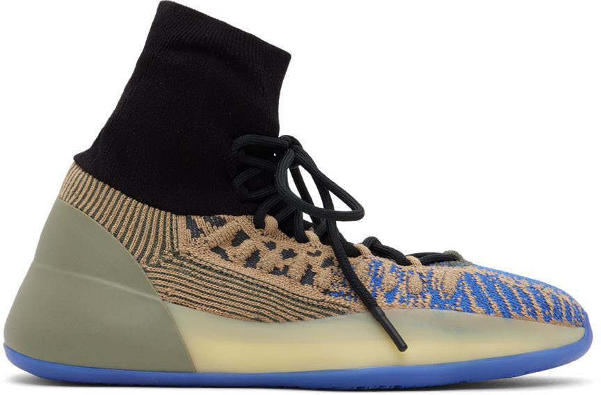 Yeezy Multicolor Basketball Knit Sneakers In Slate Azure