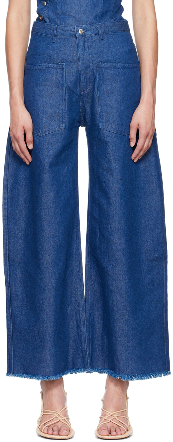 Navy Patch Pocket Boyfriend Jeans