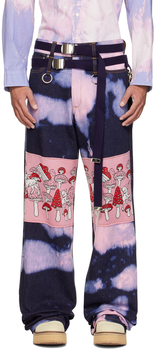 KIDILL Pink & Navy Poisonous Mushroom Jeans