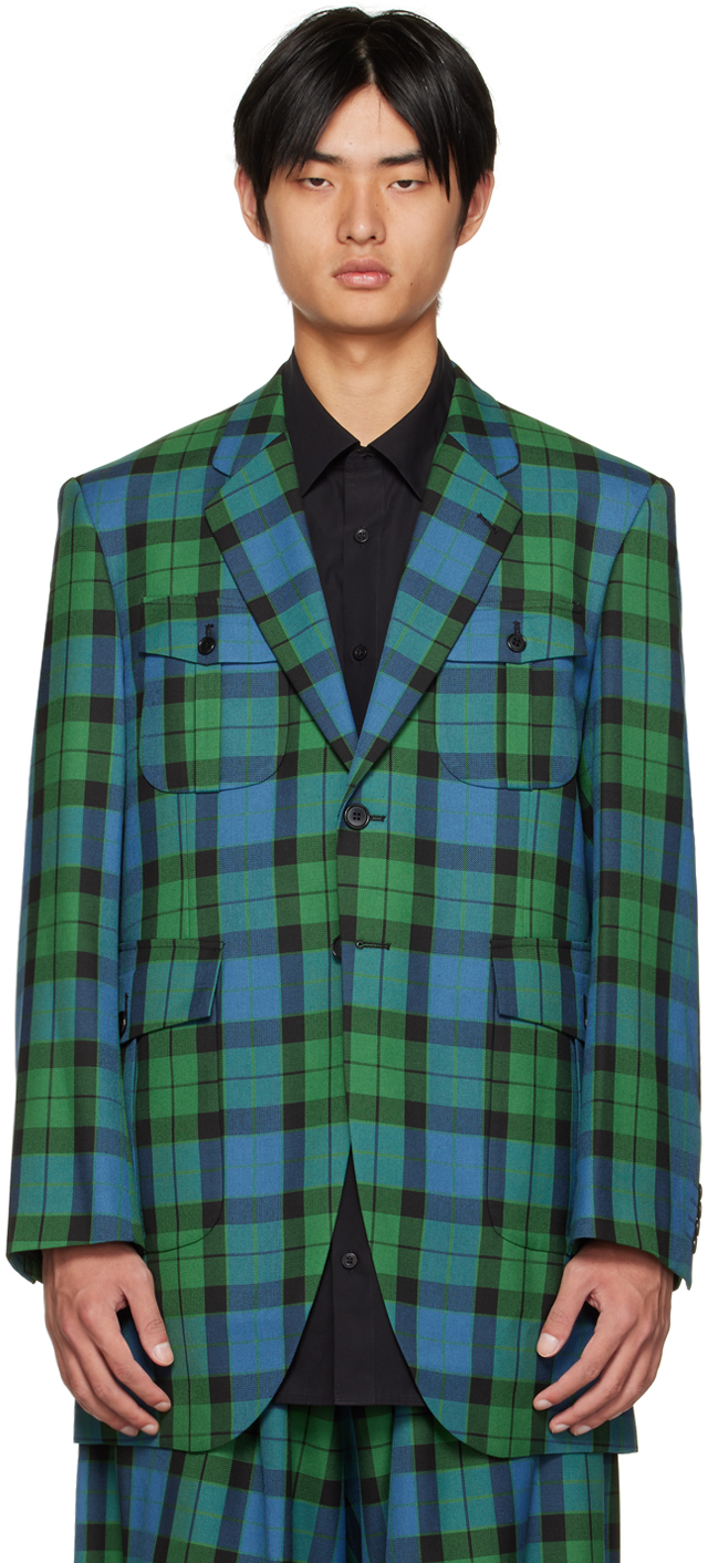 KIDILL Blue & Green Tartan Blazer