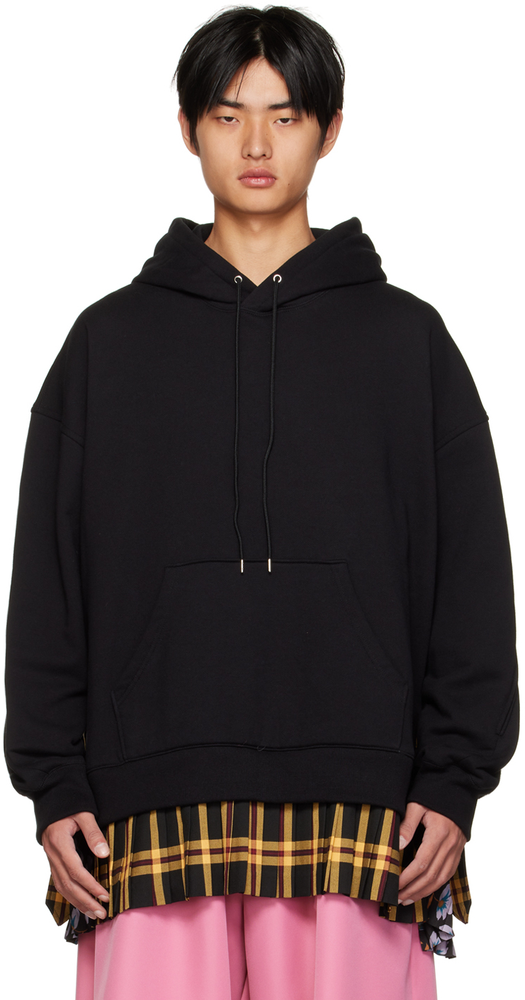 Black Pleats Hoodie