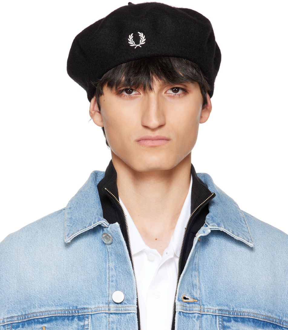 Fred Perry: Black Wool Beret | SSENSE Canada
