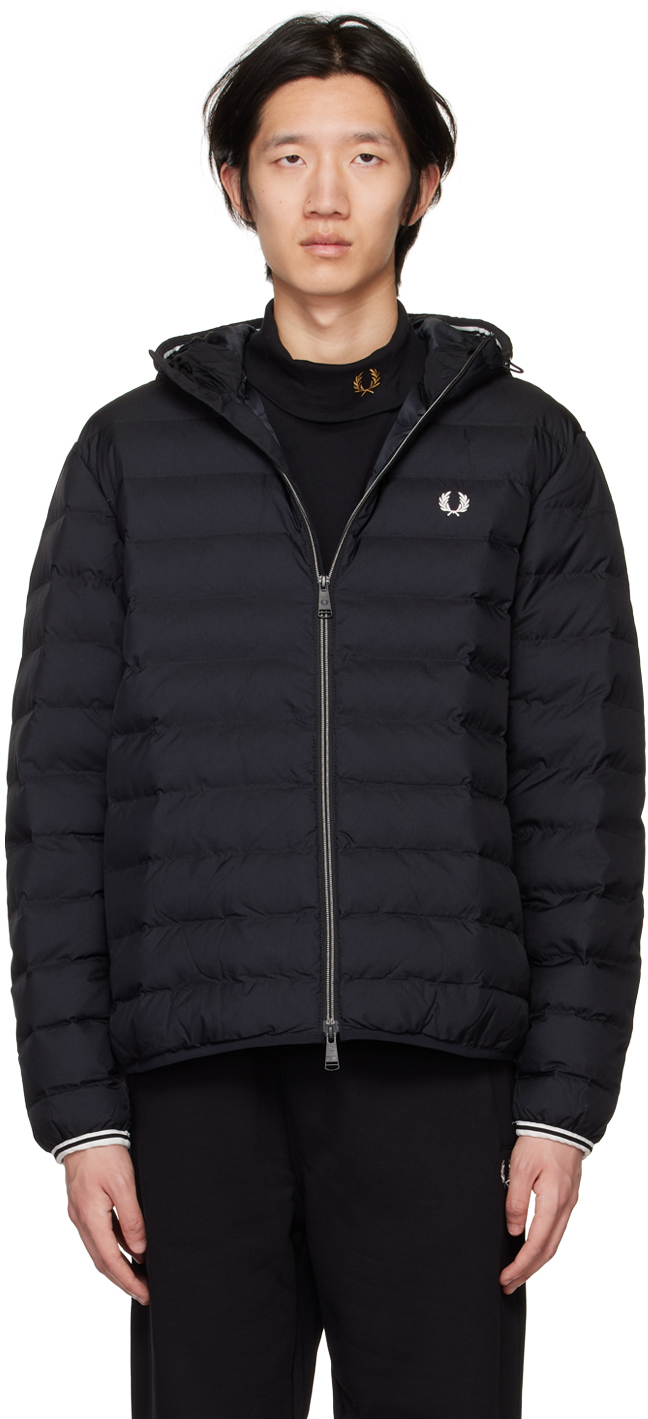 kans Redding onszelf Fred Perry: Black Quilted Jacket | SSENSE