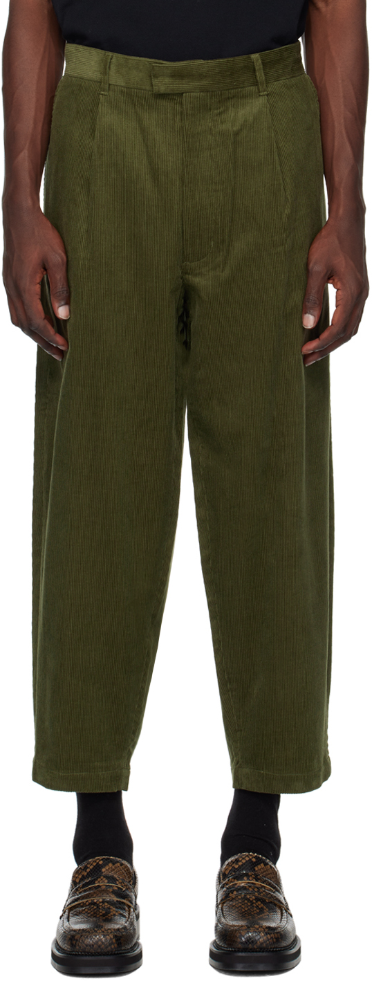 Fred Perry Khaki Cropped Trousers In Uniform Green | ModeSens