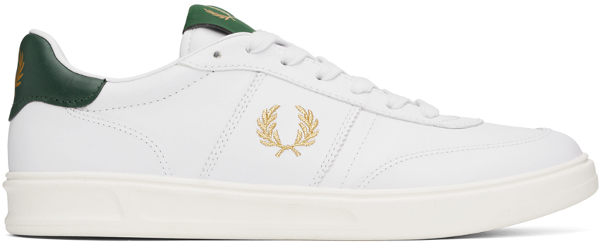 Fred Perry B400 Leather Sneakers Porcelain  In White
