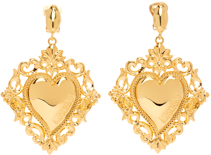 Moschino Gold Heart Earrings