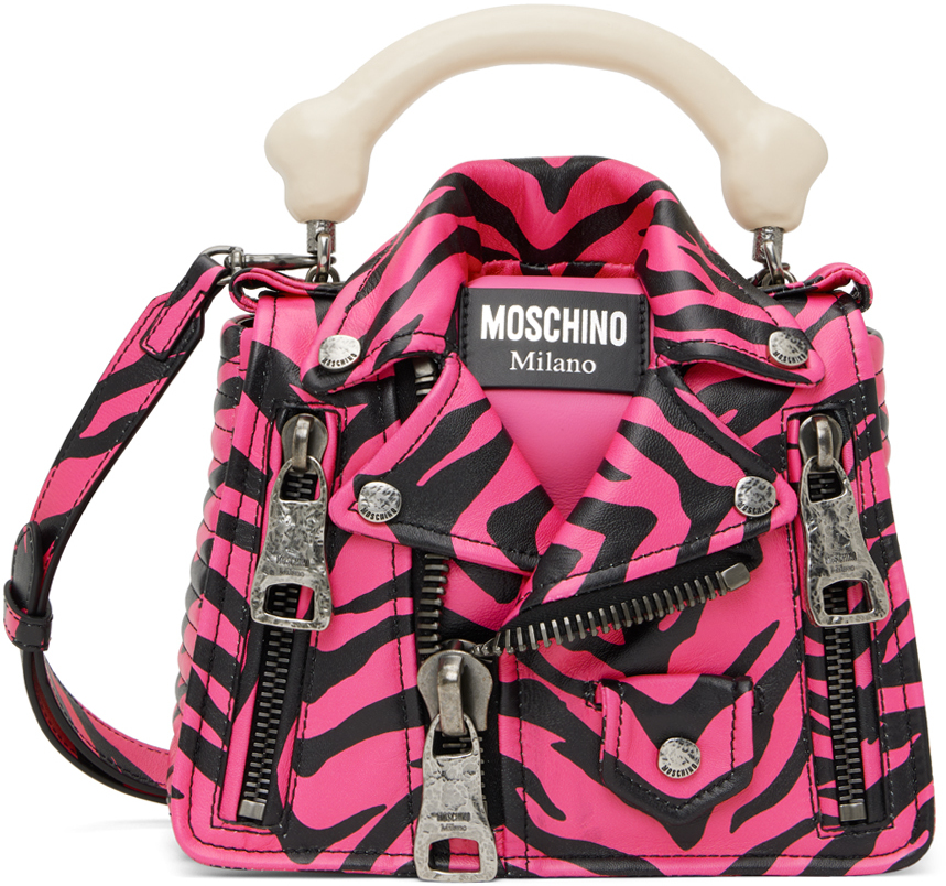 Moschino: Pink The Flintstones Edition Biker Bag | SSENSE