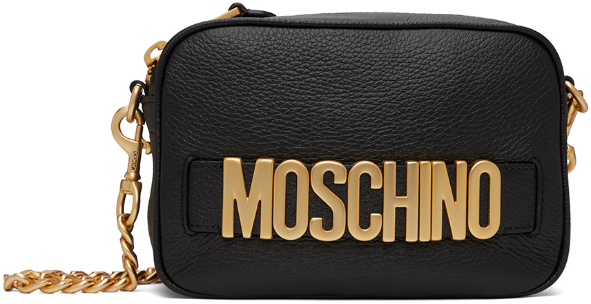 Moschino Black Logo Camera Shoulder Bag