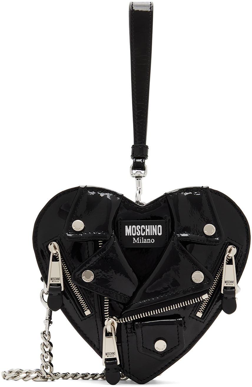 Moschino Black Biker Jacket Heart Bag