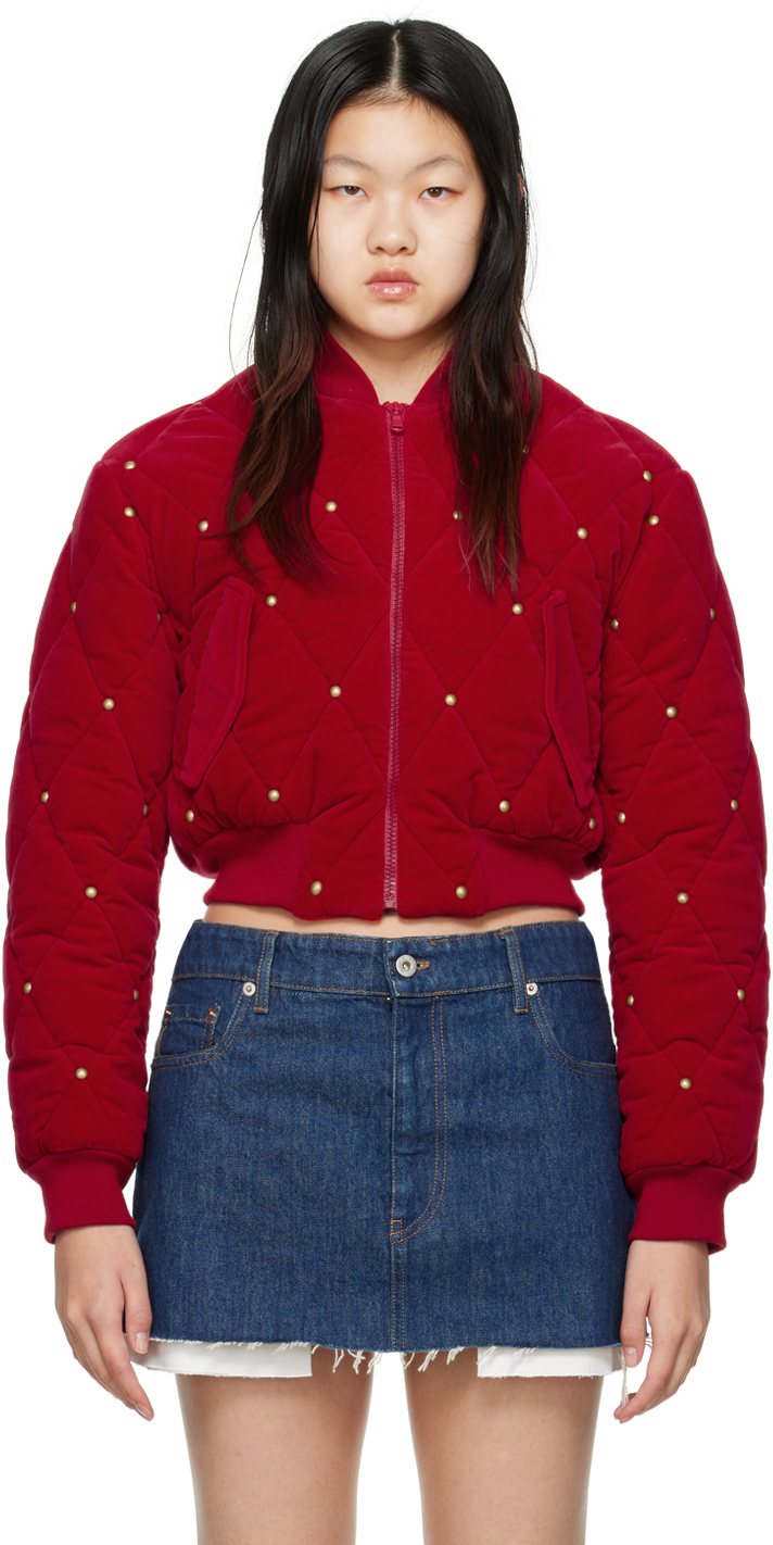 Moschino Red Quilted Bomber