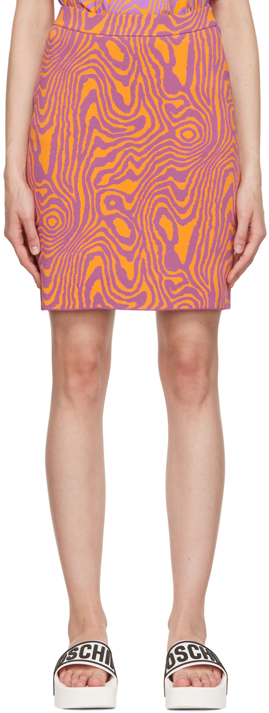 Purple & Orange Moiré Effect Miniskirt