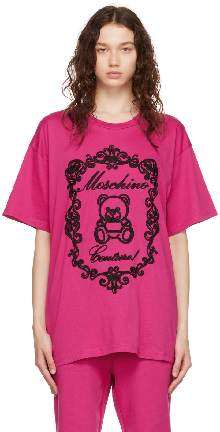 Moschino Pink Teddy Embroidery T-Shirt