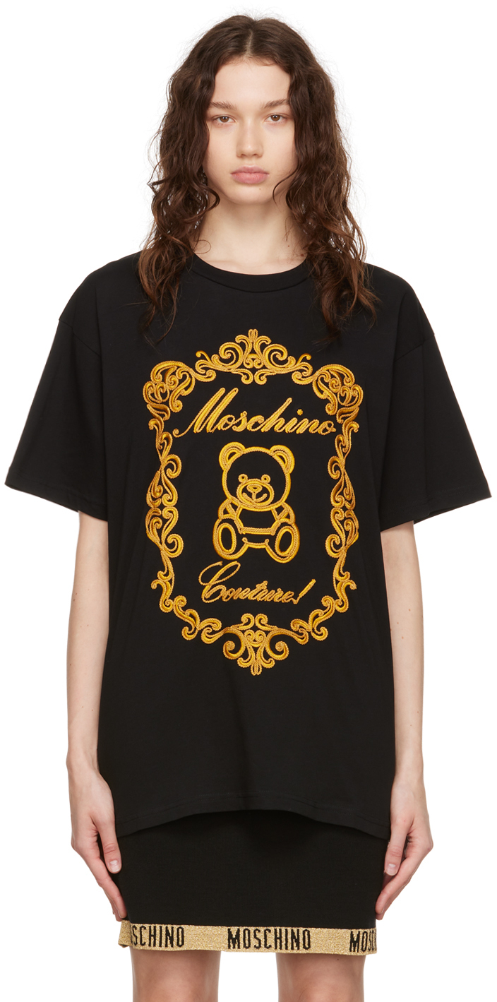Moschino Black Teddy Embroidery T-Shirt
