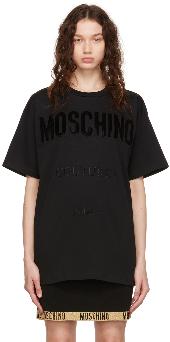 Black Vinyl T-Shirt by Moschino on Sale