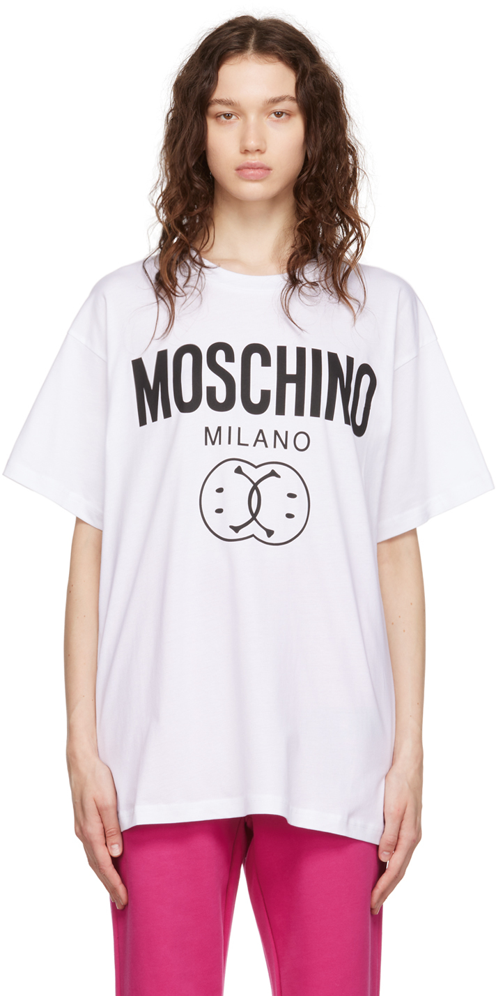 Moschino White Smiley Edition Double Smiley T-Shirt